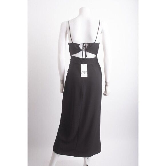 Zara Womans Corset Midi Dress Size Small Black Tie Open Back 7613/955 NWT - Picture 5 of 6